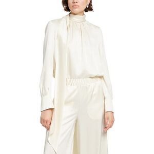 Toccin Womens Veronica Pussy Bow Blouse, White